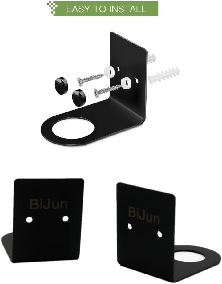 BiJun Soap Dispenser Wall Mount,1.06in Shampoo Conditioner Dispenser | Soap Dispenser Holder Refillable Shower Shampoo Conditioner Dispenser Set of 2 Black Space-Saving for Kitchen Bathroom ﻿