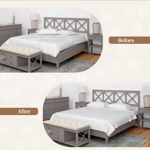 FeelAtHome Adjustable Bed Sheet Clips & Corner Fasteners, 4 Pack, White | Heavy Duty Elastic Straps Keep Fitted Sheets Securely in Place. Ideal Corner Holders for Twin, Queen, King, RV & Bunk Beds
