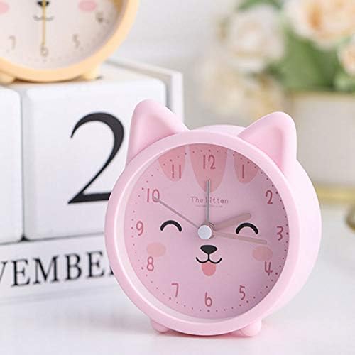 3" Cat Silicone Analog Alarm Clock Silent Non Ticking Backlight Desk Clock