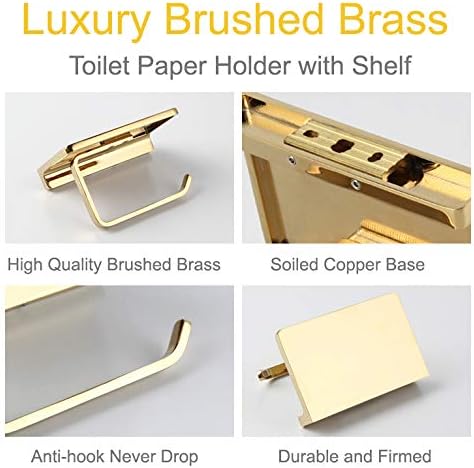 Linkaa Bronze Toilet Paper Holder with Shelf Oil Rubbed Bronze,Wall Mount | Toilet Tissue Roll Holder Dispenser with Phone Shelf Storage holder for Bathroom Kitchen丨Heavy Duty Zinc Alloy Material