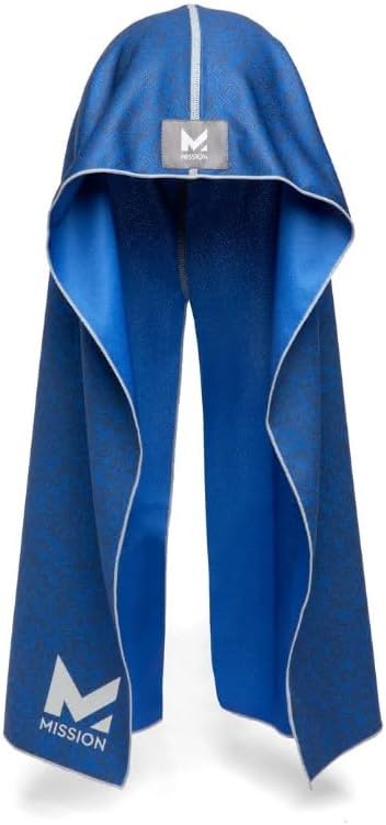 MISSION Cooling Hoodie Towel, Evaporative Cool Technology, Cools Instantly When Wet, UPF 50 Sun Protection, Contours Your Head to Stay in Place, Great for Sports, Fitness, Gym