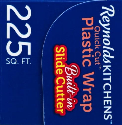 Reynolds Kitchens Clear Plastic Wrap, Built-In Slide Cutter, 225sq ft | Plastic Cling Wrap for Food Storage, Seals in Freshness, Clean Cut Every Time, Ideal For Leftovers, BPA-Free, 12 in x 225 ft