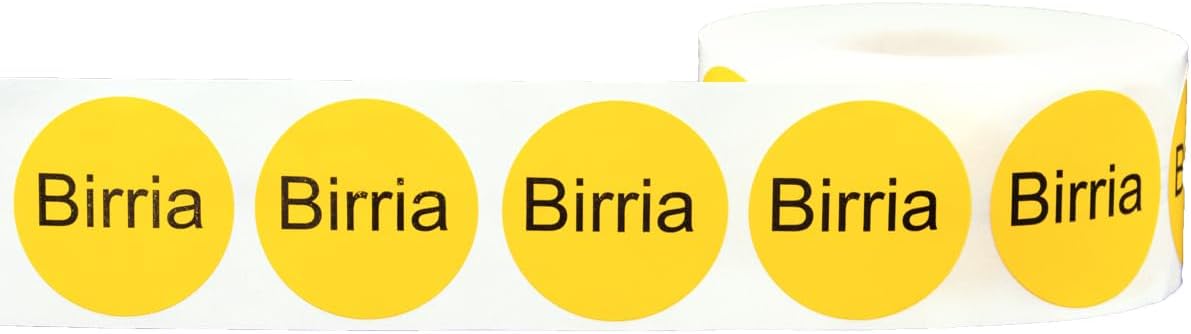Yellow with Black Carnitas Circle Dot Adhesive Stickers, 1 Inch Round Labels, 500 Total Stickers