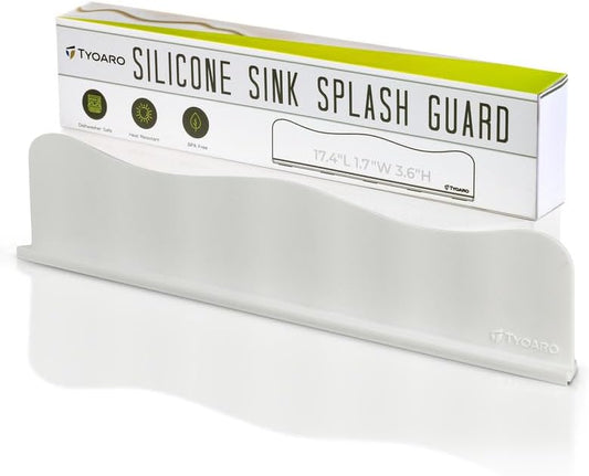 TYOARO Sink Splash Guard Behind Faucet for Kitchen, Silicone Non-Slip Base | Non-slip suction base, fits kitchen and bathroom sinks, dishwasher safe