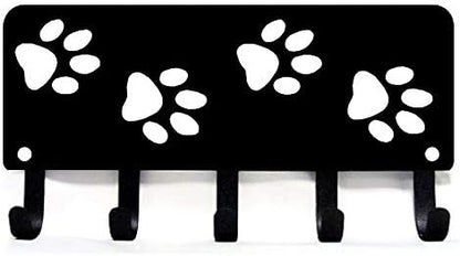 Walking Paws Key Rack Dog Leash Organizer - Large 9 inch | Made in USA. 5 Hooks. Wall Mounted
