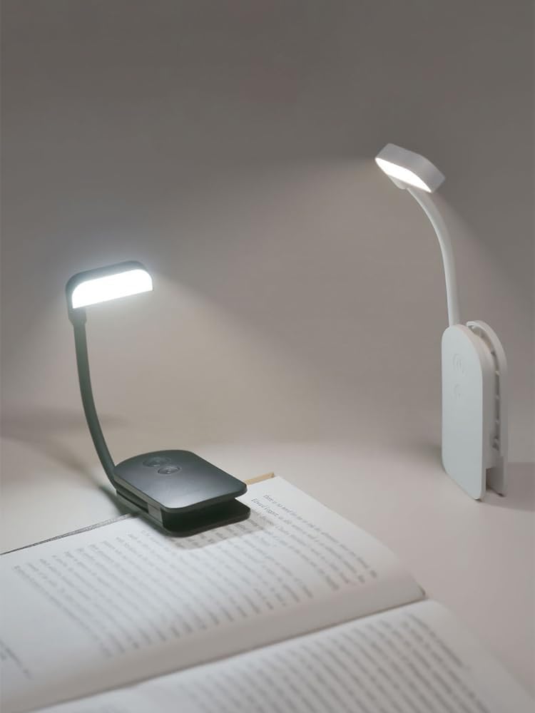 Choudao Rechargeable Book Light, Portable Reading Light,Black | Eye Caring 3 Color Temps, Extremely Long Battery Life, Portable Clip-On Reading Light for Studying