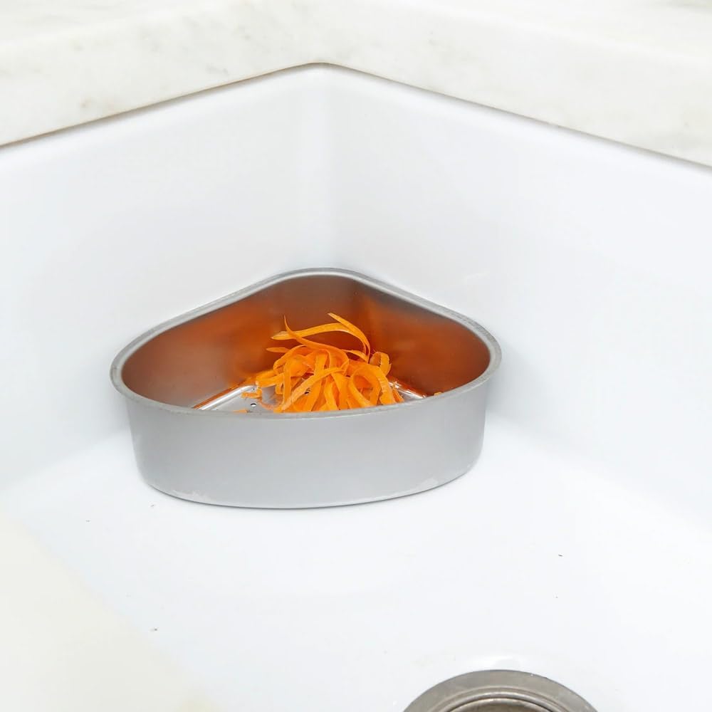 Better Houseware Triangular Kitchen Sink Drain Basket for Food, Sink Food Catcher Basket for Washing Vegetables & Fruits Corner Sink Strainer
