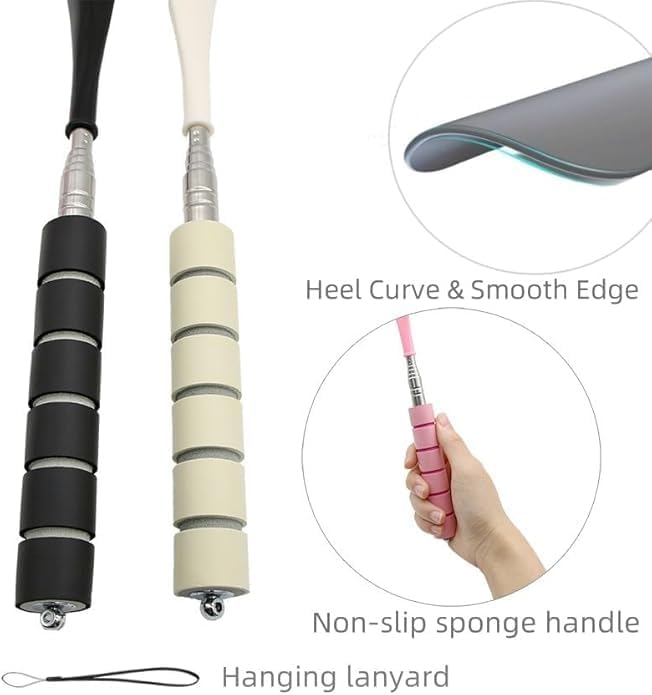 Telescoping Long Handle Shoe Horn, Stainless Steel Shoehorn, 1 Pack