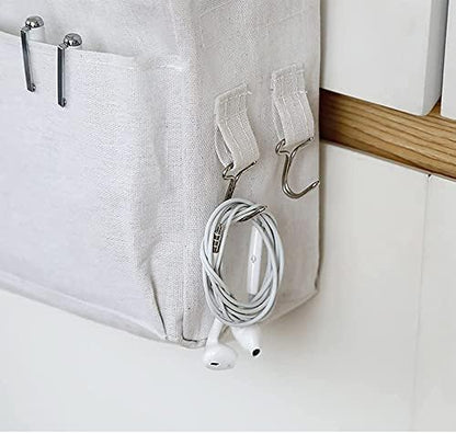 Bedside Caddy Bedside Hanging Storage Basket Multi-Function Organizer Caddy for Bunk and Hospital Beds Dorm Rooms Bed Rails, Can be Placed Glasses Books Mobile Phones（Navy Blue）