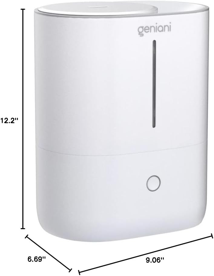 GENIANI Cool Mist Air Humidifiers for Bedroom, Plants, and Large Rooms - Quiet Humidifiers for Baby Room with Auto Shut Off & Night Light (3.9L, White)