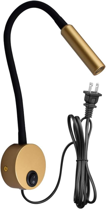 2-Pack Wall Mounted LED Reading Lamp Focused 25° Spotlight for Bedroom headboard Marine Cabin Boat Yacht Interior Light Hotel Suite Hospital Patient Room Bedside Sconce 4.92ft Cord