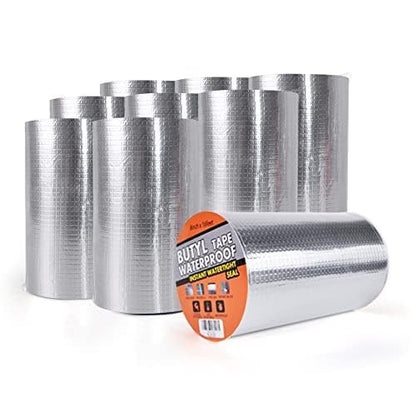 TAPEBEAR Butyl Tape Aluminum Waterproof Sealing Tape 2" x 16Feet | Sealant Tape for RV Repair, Window, Silicone, Glass & EDPM Roof Leak Patching, Boat and Pipe Sealing, Silver