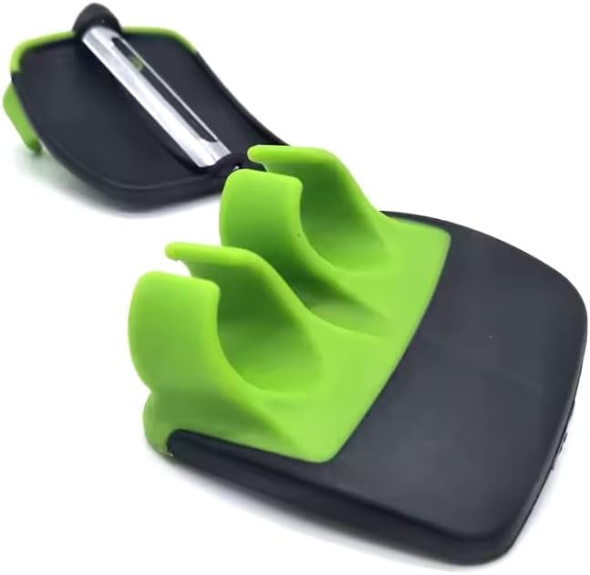 Finger Grip Vegetable Peeler – Ergonomic Silicone Thumb Peeling Tool for Potatoes, Carrots, Cucumber & More | Compact Handheld Fruit & Veggie Skin Remover (Green/Black)
