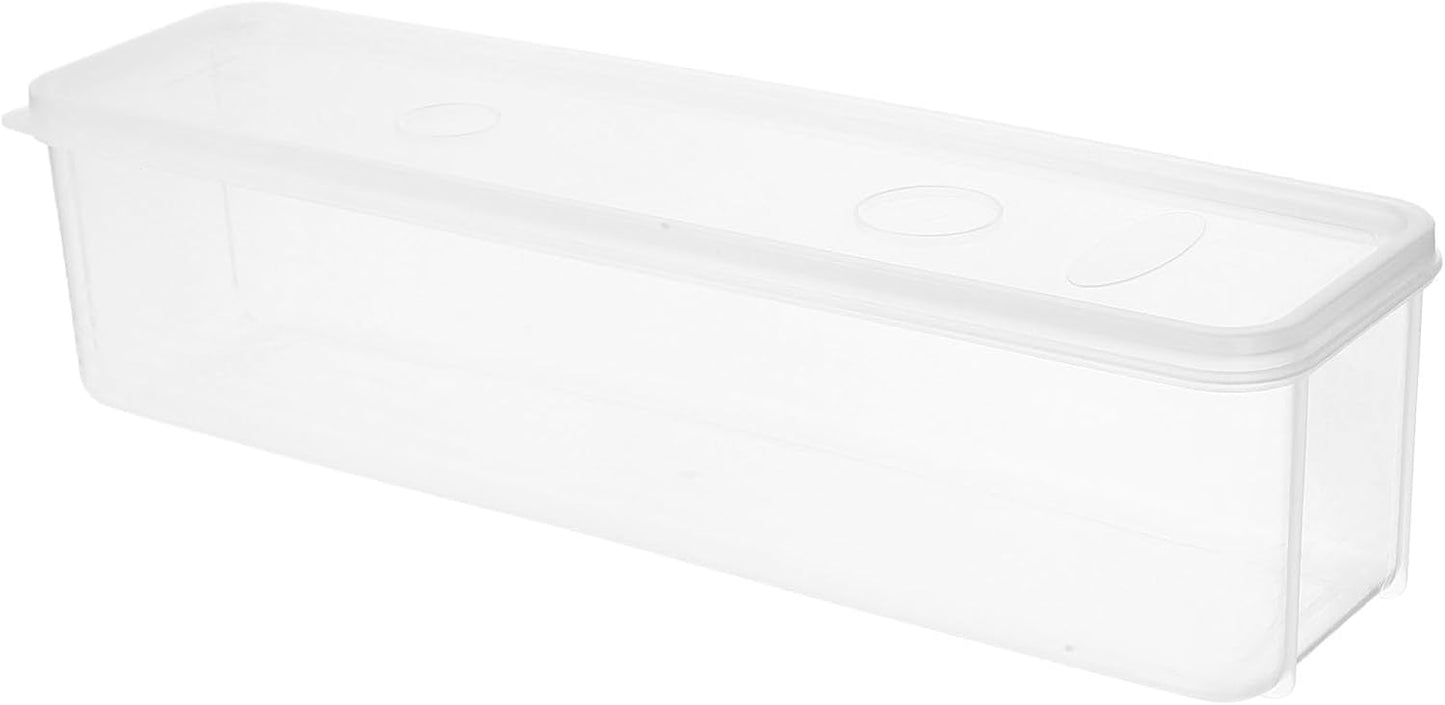 DECHOUS Long Plastic Food Storage Container with Lid for Scallions, Cilantro, Green Onions - Stackable, Airtight Clear Rectangular Food Container for Kitchen Fridge, 12x3.14x3 Inch
