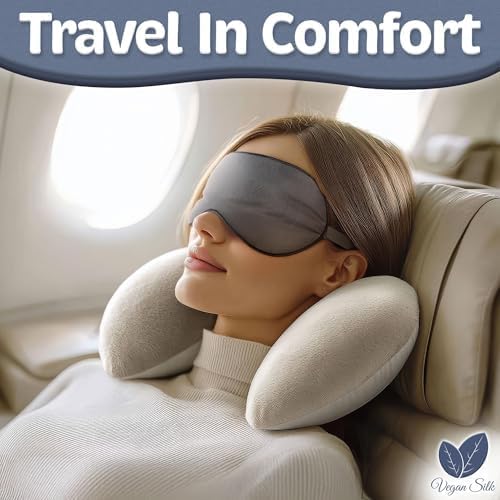 Sleep Mask - Navy Gray, 100% Viscose Derived from Bamboo - Lightweight Eye Mask with Adjustable Strap - Blackout Sleeping Blindfold for Women & Men - Comfortable Light Blocking Eye Cover