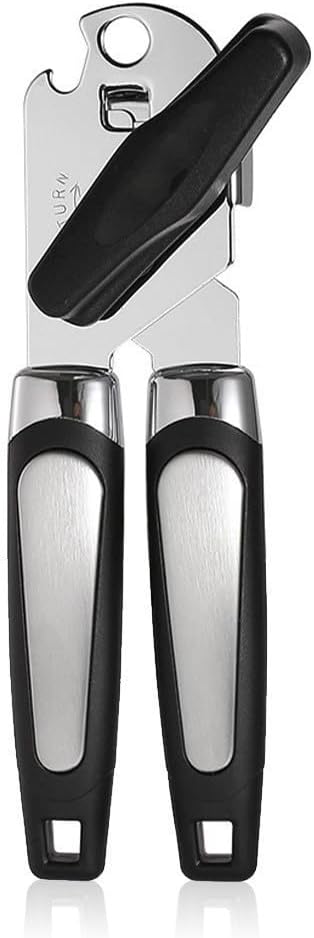 X&E Can Opener Manual, Handheld Strong Heavy Duty Stainless Steel Can Opener, Comfortable Handle, Sharp Blade Smooth Edge, Can Openers with Multifunctional Bottle Opener