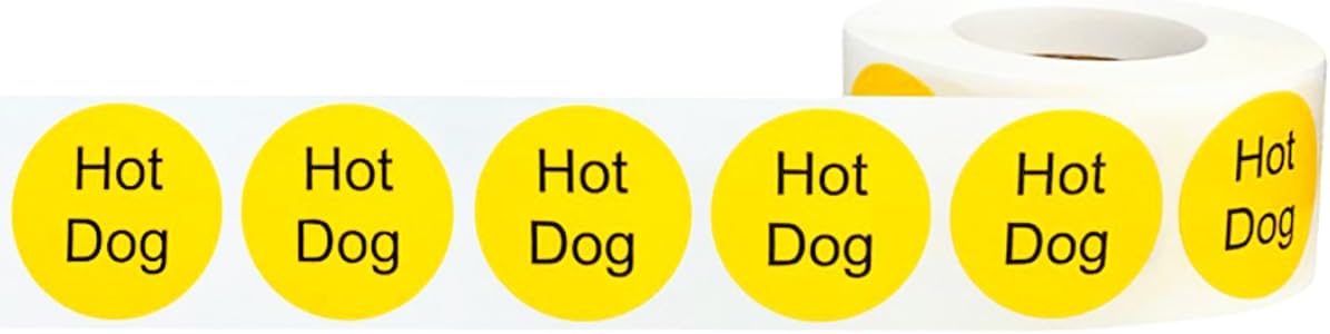 Yellow with Black Carnitas Circle Dot Adhesive Stickers, 1 Inch Round Labels, 500 Total Stickers