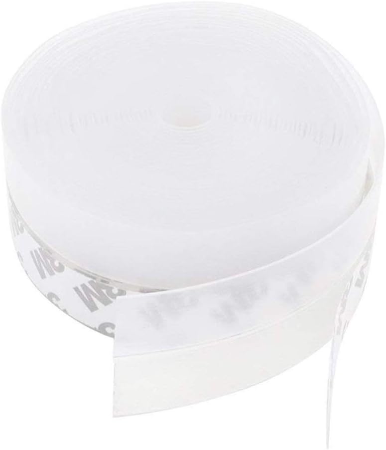 TBWHL Shower Door Bottom Seal Strip Silicone Rubber Sealing Sticker 16 Feet Translucent for Glass Sliding Doors/Shower Enclosures, Self-Adhesive Dust/Noise Proof Weatherstrip (35mm)