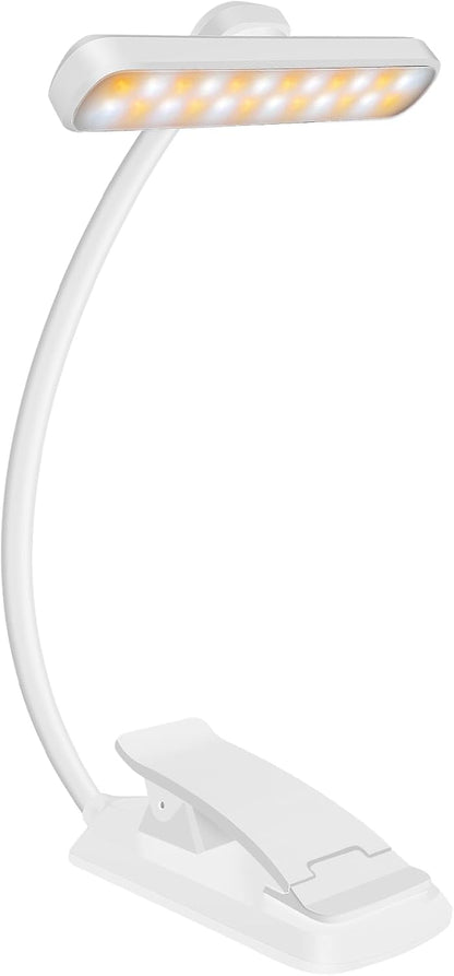 karidi Rechargeable 24 LED Book Light for Reading, 360° Flexible Gooseneck, 5 Color Tones, Clip-on for Books/Tablet/Bed, USB-C, 80H Glare-Free Eye Care (Black)