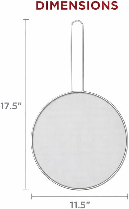 HIC Kitchen Splatter Screen, 18/8 Stainless Steel with Fine Mesh, 9-Inch, Fits Up To 8.5-Inch Pans