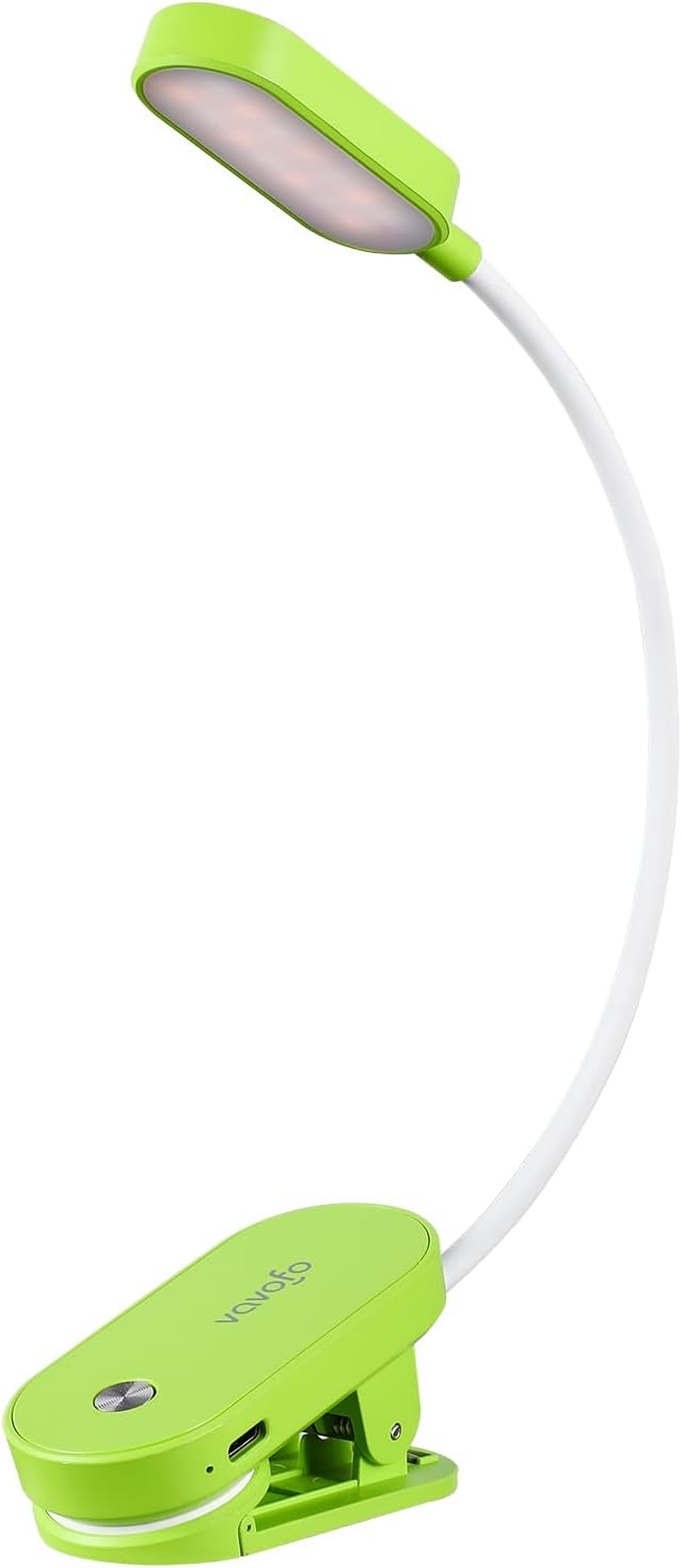 VAVOFO Rechargeable Book Light, 14 LEDs Eye Care Clip On Amber Reading Light for Bookworms Reading in Bed with 9 Colors 9 Brightness (Blue)