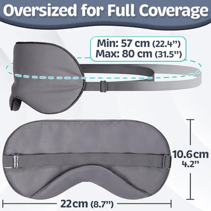 Sleep Mask - Navy Gray, 100% Viscose Derived from Bamboo - Lightweight Eye Mask with Adjustable Strap - Blackout Sleeping Blindfold for Women & Men - Comfortable Light Blocking Eye Cover
