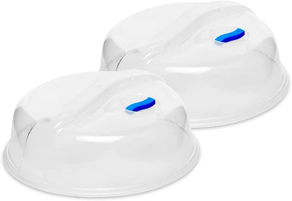 2 Microwave Plate Covers With Vents and Easy Grip for Warming Food, Perfect for Bowls, Pans, Trays, Microwaveable Lid Cover Cooker for Kitchen BPA Free 10 Inch Random Vent Color (2 Pack)