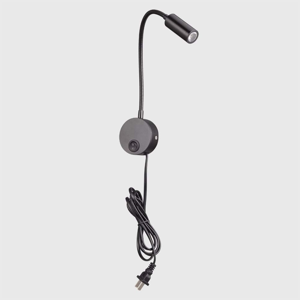 Wall Mounted Reading Lamp LED 3W Warm White 3000K Hardwired for Reading Matt Black(Black Hard-Wired 2PCS)