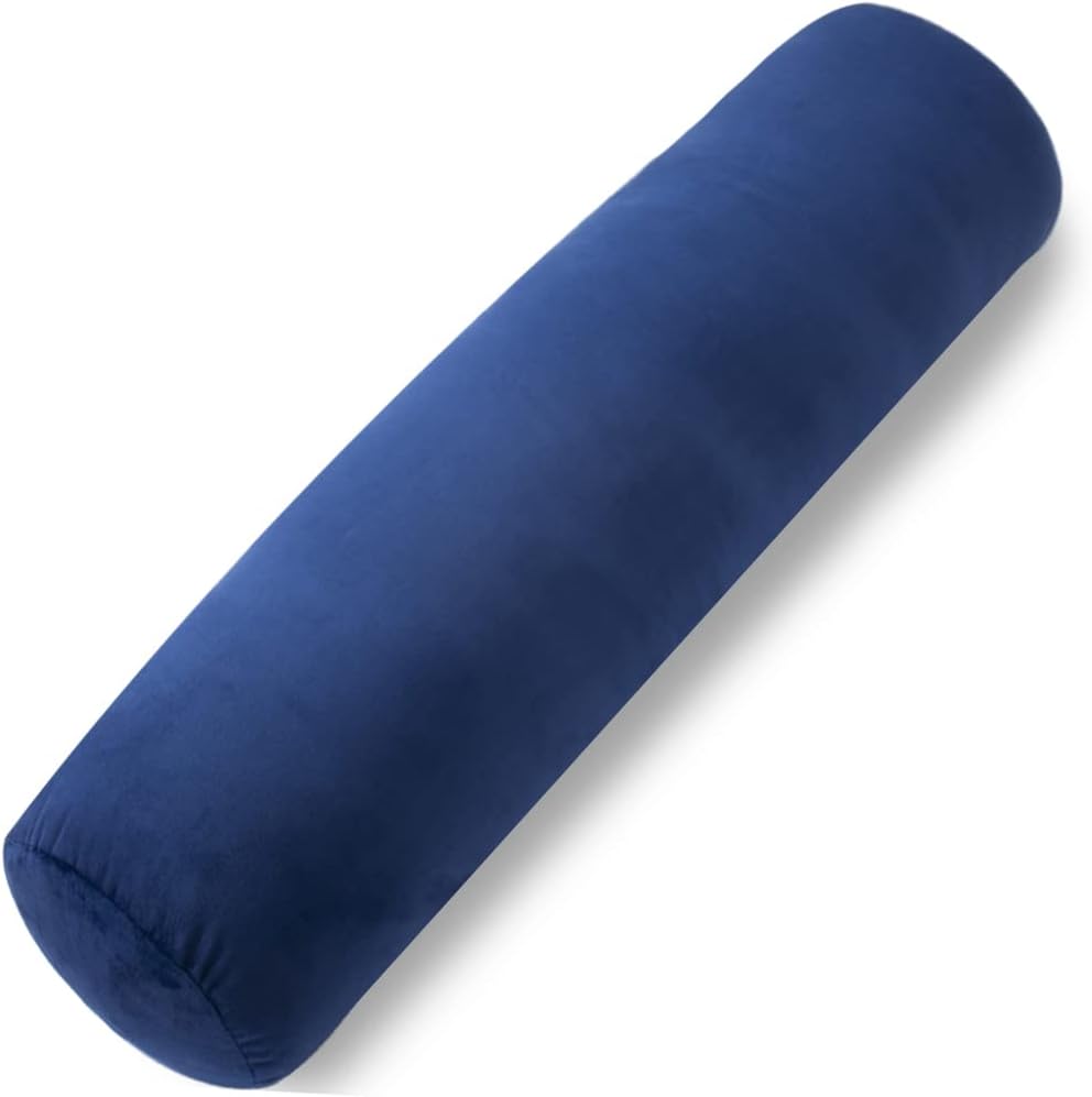 1 MIDDLE ONE Body Pillow for Adults, Bolster Pillow with Removable Velvet Cover, Long Round Cervical Roll Pillow, 35 x 7.87 Inches, Blue