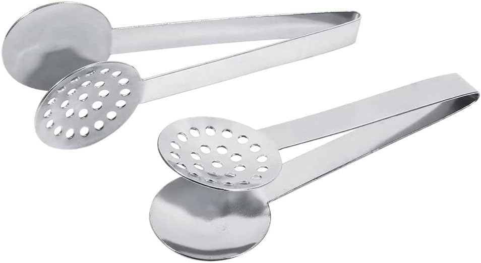 Tea Bag Squeezer, Stainless Steel Tea Bag Tongs, Tea Bag Strainer Grip Holder Tea Bag Squeezer Spoon Metal Lemon Slices Clip, Mini Tongs for Gripping Ice Cubes and Sugar (Pack of 2)