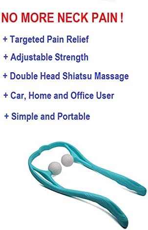 Mount Plus M1212 Shiatsu Neck Massager for Neck and Shoulder with Deep Tissue Trigger Point Manual Self Muscle Massage for Muscle Pain Relief (Simulates Massage Therapist Hands) (Blue)