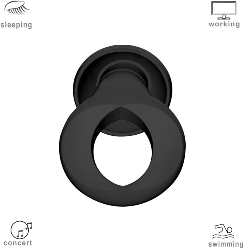 Ear Plugs for Sleeping, 2 Pairs Ear Plugs for Sleeping Noise Cancelling, 35dB Reusable Silicone Earplugs for Noise Reduction, Sleep, Work, Hearing Protection, Concert and Snoring, Black