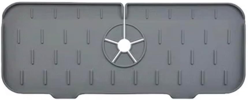 Silicone Sink Splash Guard for Faucet – Faucet Mat Drip Catcher, Kitchen Sink Water Guard, Behind Faucet Protector, Fast-Drying, Fits Most Sinks (14.5” x 5.5”, Dark Gray)