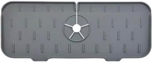 Silicone Sink Splash Guard for Faucet – Faucet Mat Drip Catcher, Kitchen Sink Water Guard, Behind Faucet Protector, Fast-Drying, Fits Most Sinks (14.5” x 5.5”, Dark Gray)