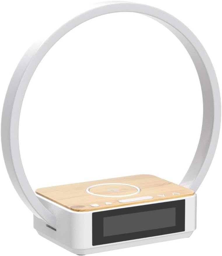 WILIT Bedside Lamp with Alarm Clock, Sunrise Wake-up Light, Wood Grain