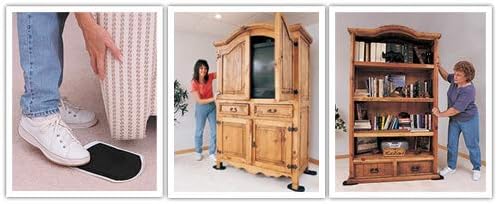 Furniture Slides for Carpet, Large (9” x 6”) - Easily Move Sofas, Loveseats, Cabinets, Bookcases, and More (4 Slides per Set)