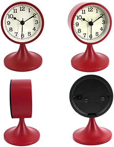 3" Round Quartz Analog Metal Alarm Clock Silent Non Ticking Desk Clock