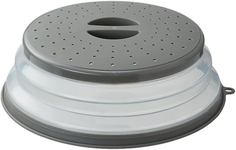 Collapsible Microwave Splatter Cover, 10.5 Inch, Dishwasher-safe, Microwave Plate Cover With Steam Vent，BPA-Free Silicone & Plastic (white)