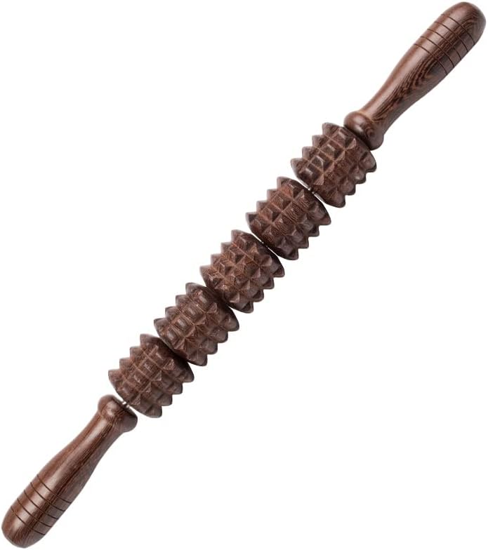 Wooden Cellulite Massager Roller, Wood Therapy Tools for Body Sculpting Handheld Stick Relax Stiff Muscle Massaging Trigger Points Release Lymphatic Muscle Deep Tissue (Model B)