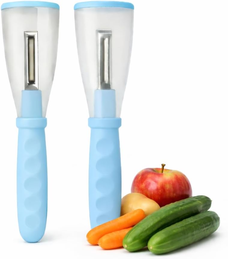 Nature+ Vegetable Peeler Fruit Peeler with Container, Stainless Steel Blade, Non-Slip Handle, Kitchen Kiwi Peeler for Apple, Potato