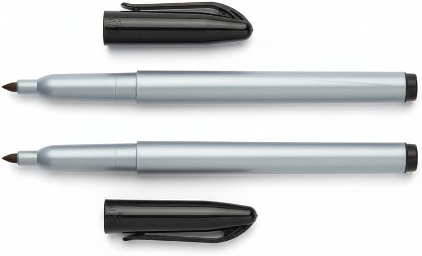 Cadie Permanent Freezer Marker Set of 2 – Waterproof Fast-Drying Black Ink Pens with Chisel Tip for Food Labeling, Fridge & Freezer Storage, Kitchen & Lab Use & General Organization.