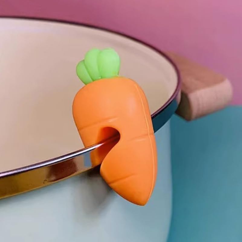 Silicone Pot Lid Lifter Clip Heat Resistant Spill Proof Pan Cover Holder for Soup Porridge Cooking Boil over Prevention Kitchen Gadget