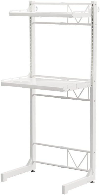 Carbon Steel Over Washer and Dryer Shelf, 2 Tier Bulkhead Laundry Room Storage and Organization Riser, Above Toilet Rack, (14.17“-25.59”) W*15.75 “D*63.39 ”H, Gray