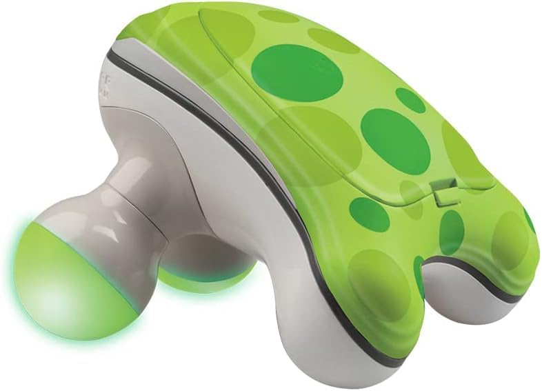 Homedics Ribbit Mini Handheld Massager Green, Blue or Pink (Color May Vary) | Vibrating Electric Massager with Comfort Grip and LED Light, Batteries Included, Comes in variable colors