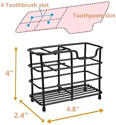 Toothbrush Holder for Bathrooms,Black | Stainless Steel 5 Slot
