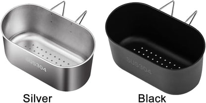 SYCOOVEN Stainless Steel Sink Drain Strainer Basket, Multifunctional Hanging Sink Strainer Colander Drain Basket Kitchen Sink Food Waste Filter and Wash Vegetables Fruits(Silver)