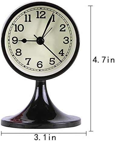 3" Round Quartz Analog Metal Alarm Clock Silent Non Ticking Desk Clock