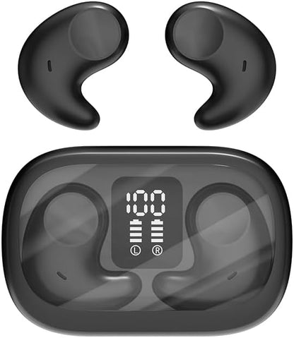 Piluyaa Sleep Earbuds Bluetooth in Ear Light-Weight Headphones, Mini Invisible Earplugs Small Design for Side Sleepers, 58H Playtime with Charging Case, Clear Calls& Noise Block-Black