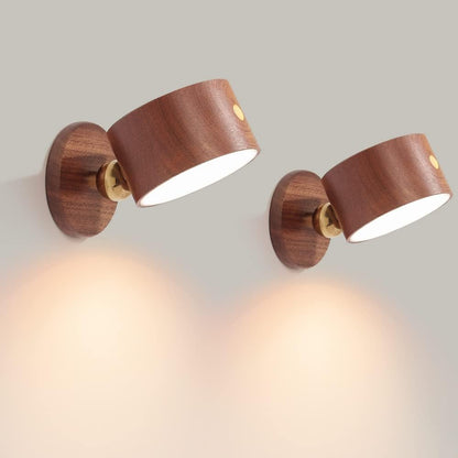 Wood Wall Sconce Cordless,Magnetic Wall Mounted(Sapele) | USB C Rechargeable, Dimming Night Light,for Bedside,Cabinet,Reading,Home Decor