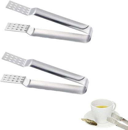 2 Pack Stainless Steel Tea Bag Squeezer, Kitchen Tea Bag Tongs Herbal Tea Infuser, Tea Bag Holder Strainer Clip for Loosing Leaf, Gripping Ice Cube, Sugar